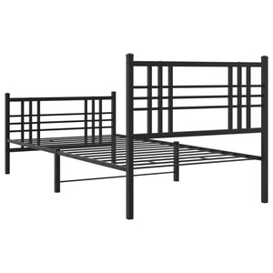 Sengeramme i metall med hode- og fotgavl svart 107x203 cm