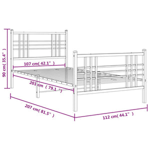 Sengeramme i metall med hode- og fotgavl svart 107x203 cm