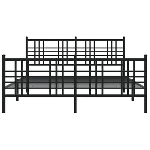 Sengeramme i metall med hode- og fotgavl svart 150x200 cm