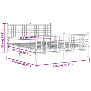 Sengeramme i metall med hode- og fotgavl hvit 160x200 cm