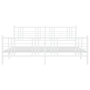 Sengeramme i metall med hode- og fotgavl hvit 200x200 cm