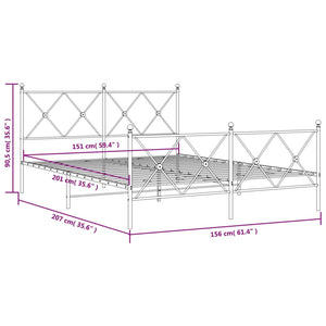 Sengeramme i metall med hode- og fotgavl svart 150x200 cm