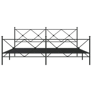 Sengeramme i metall med hode- og fotgavl svart 200x200 cm