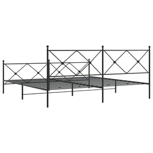 Sengeramme i metall med hode- og fotgavl svart 200x200 cm