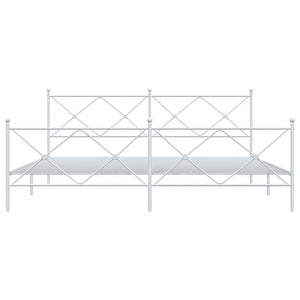 Sengeramme i metall med hode- og fotgavl hvit 200x200 cm