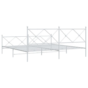 Sengeramme i metall med hode- og fotgavl hvit 200x200 cm