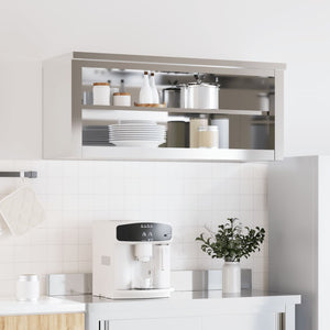 Wall-mounted kitchen cabinet with shelf stainless steel