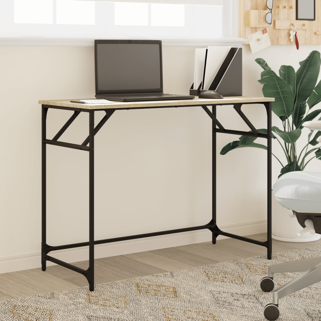 Bord sonoma eik 100x45x76 cm konstruert tre pulverlakkert stål