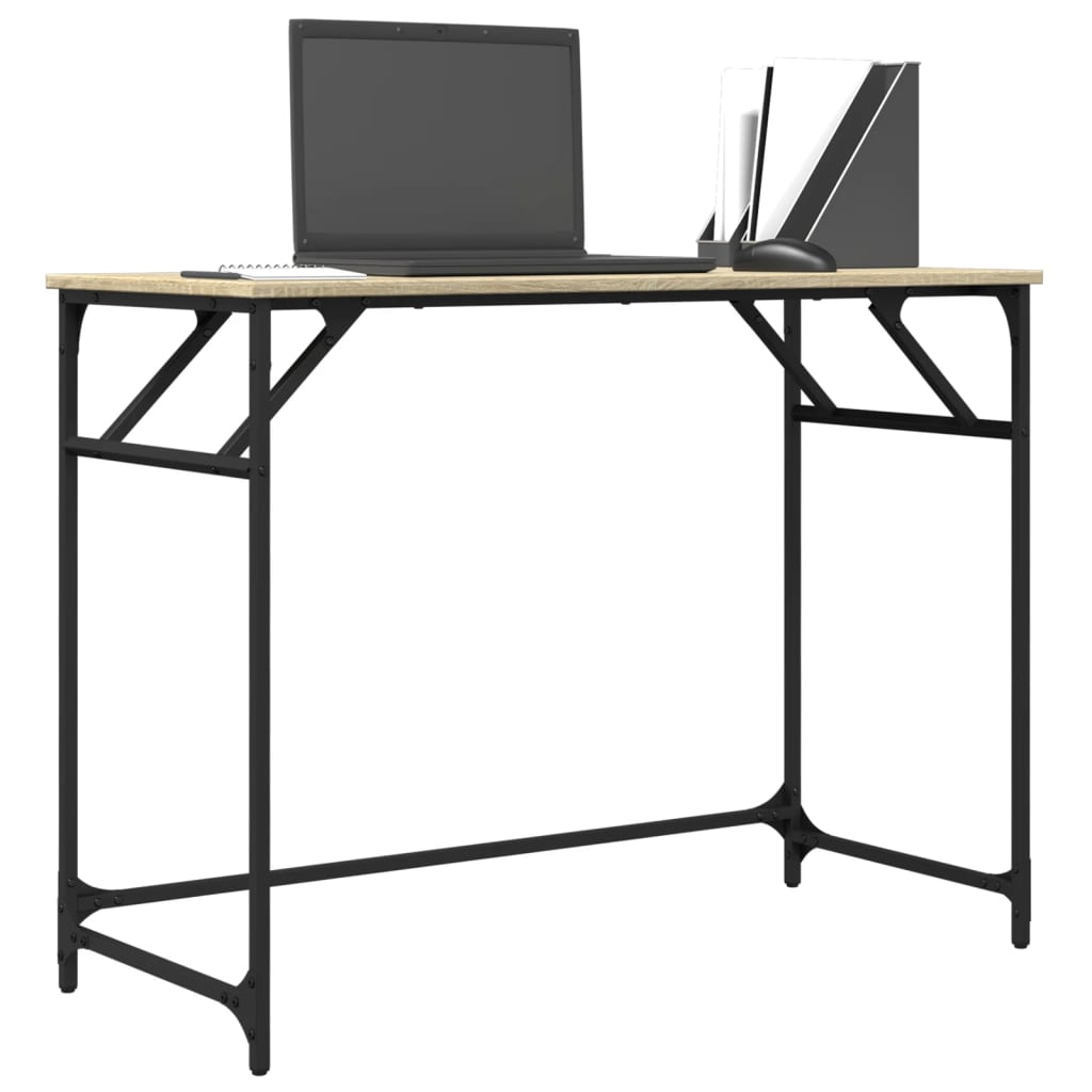 Bord sonoma eik 100x45x76 cm konstruert tre pulverlakkert stål