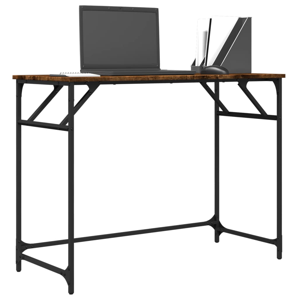 Bord røkt eik 100x45x76 cm konstruert tre pulverlakkert stål