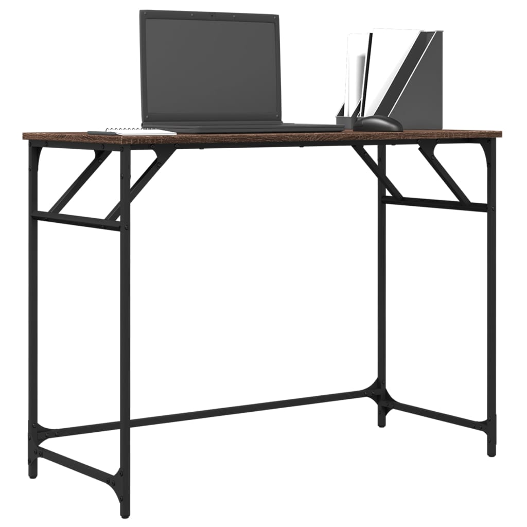 Bord brun eik 100x45x76 cm konstruert tre pulverlakkert stål