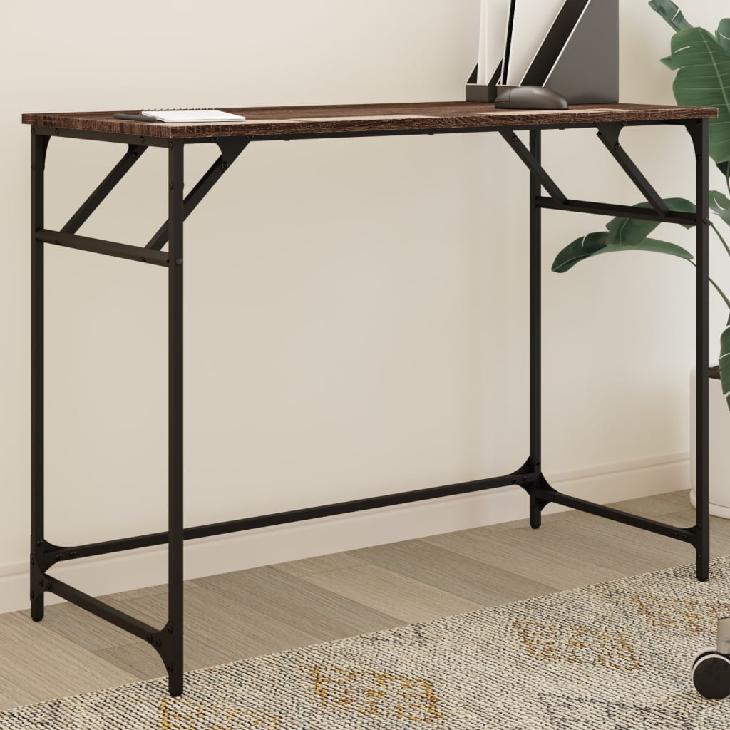 Bord brun eik 100x45x76 cm konstruert tre pulverlakkert stål