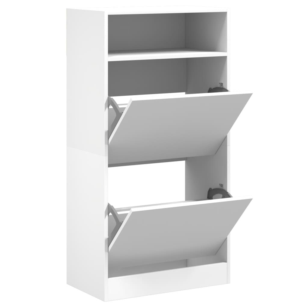 Skohylle hvit 60x34x116 cm konstruert tre