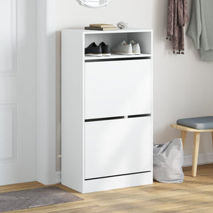 Skohylle hvit 60x34x116 cm konstruert tre