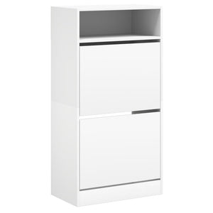 Skohylle hvit 60x34x116 cm konstruert tre