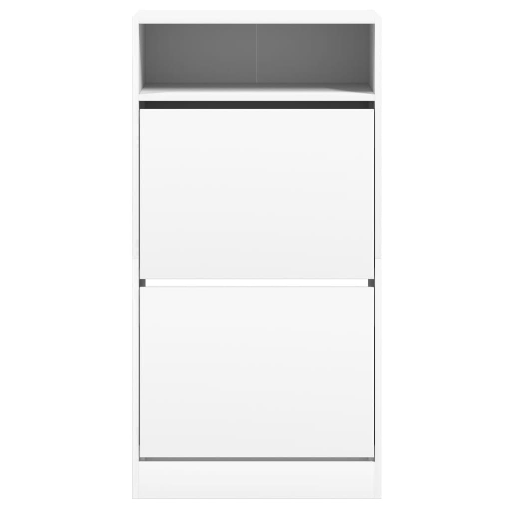 Skohylle hvit 60x34x116 cm konstruert tre