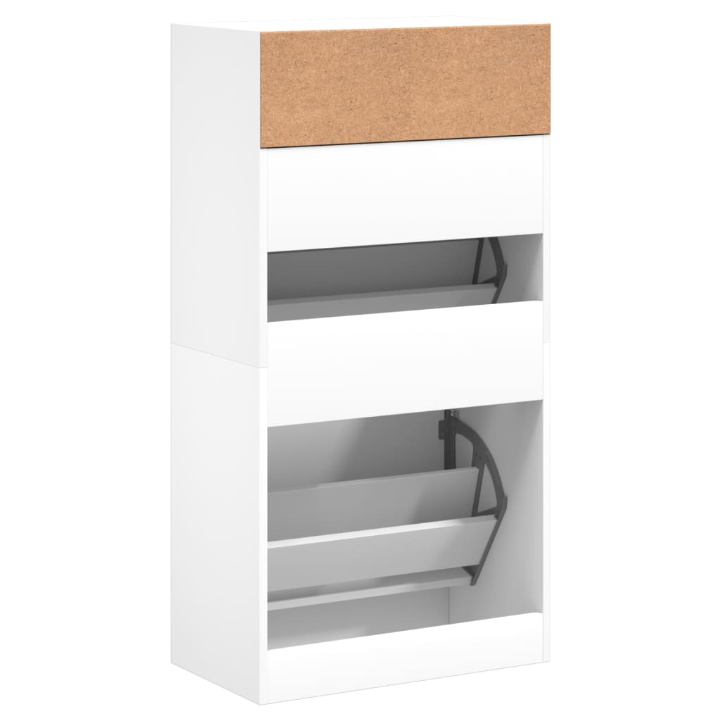 Skohylle hvit 60x34x116 cm konstruert tre