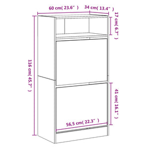 Skohylle hvit 60x34x116 cm konstruert tre