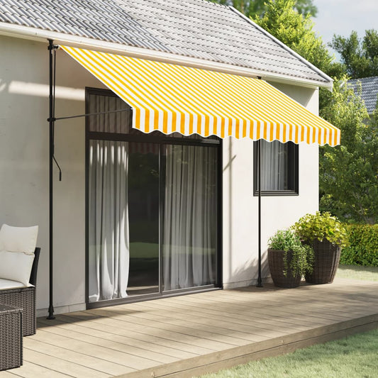 Replacement fabric for awning cover yellow and white 3 m
