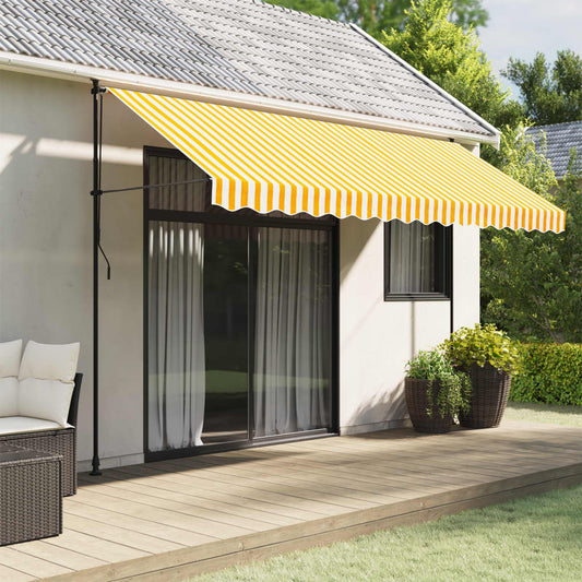 Replacement fabric for awning cover yellow and white 4 m