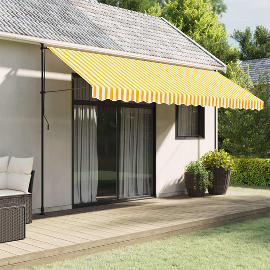 Replacement fabric for awning cover yellow and white 4.5 m