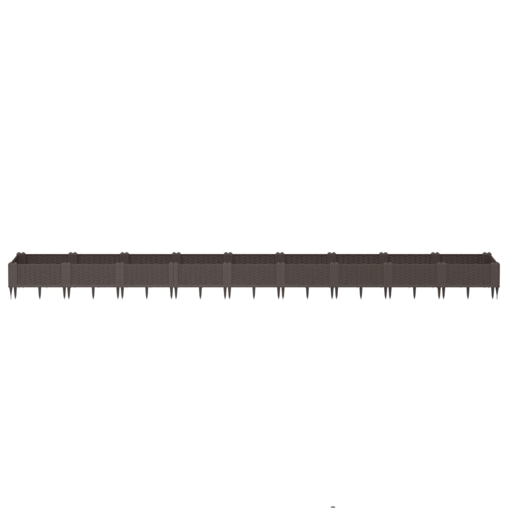 Plantekasse med plugger brun 362,5x42,5x28,5 cm PP