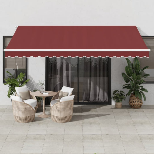 Automatisk uttrekkbar markise med LED burgunder 450x350 cm