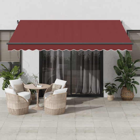 Automatisk uttrekkbar markise med LED burgunder 400x350 cm