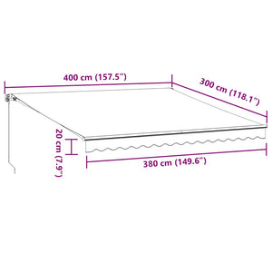 Automatisk uttrekkbar markise burgunder 400x300 cm