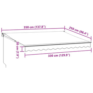 Manuell uttrekkbar markise burgunder 350x250 cm
