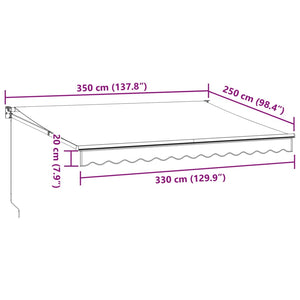 Manuell uttrekkbar markise burgunder 350x250 cm