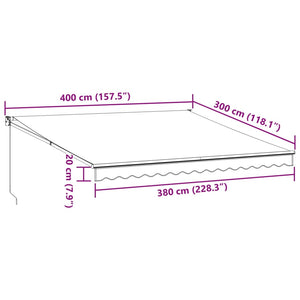 Manuell uttrekkbar markise burgunder 400x300 cm