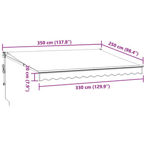Automatisk uttrekkbar markise med LED burgunder 350x250 cm