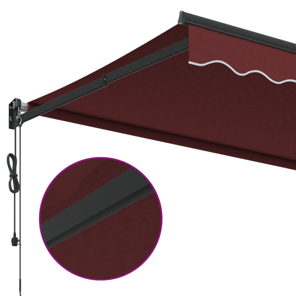 Automatisk uttrekkbar markise burgunder 450x300 cm