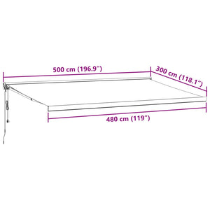 Automatisk uttrekkbar markise burgunder 500x300 cm