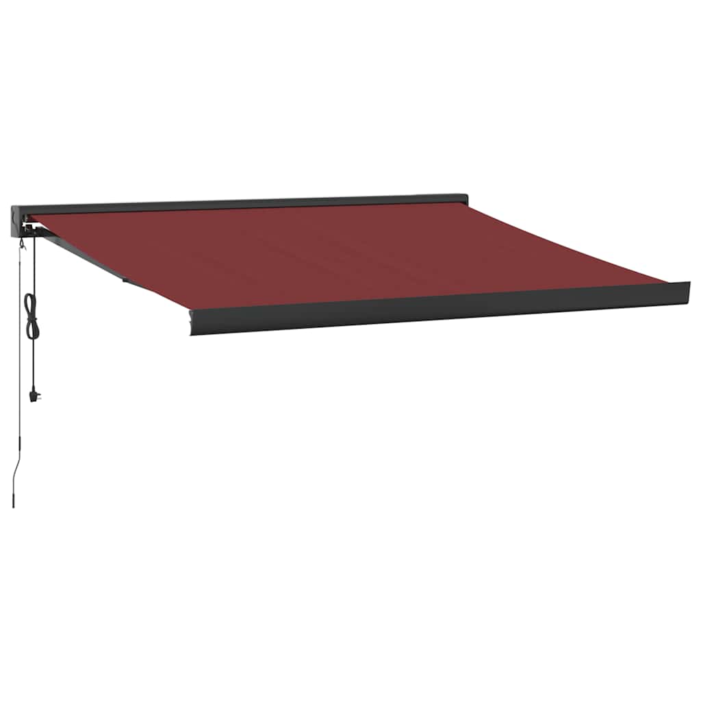Automatisk uttrekkbar markise med LED burgunder 350x250 cm