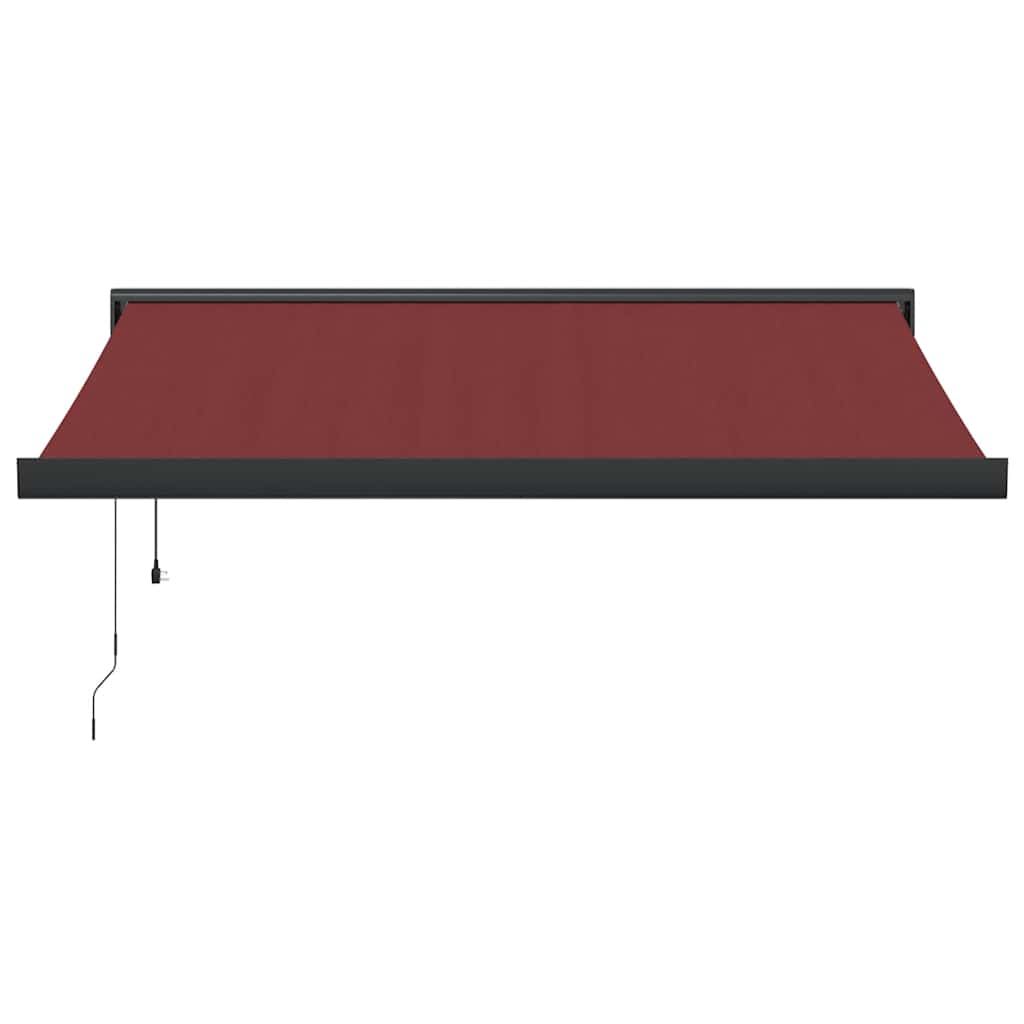 Automatisk uttrekkbar markise med LED burgunder 350x250 cm