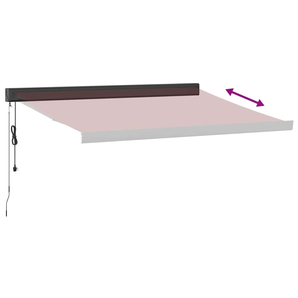 Automatisk uttrekkbar markise med LED burgunder 350x250 cm