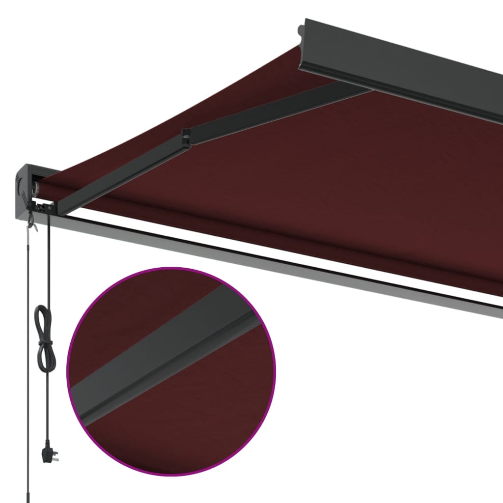 Automatisk uttrekkbar markise burgunder 450x300 cm