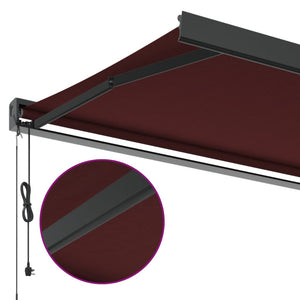 Automatisk uttrekkbar markise burgunder 450x300 cm