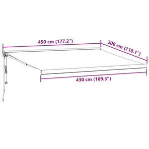 Automatisk uttrekkbar markise burgunder 450x300 cm