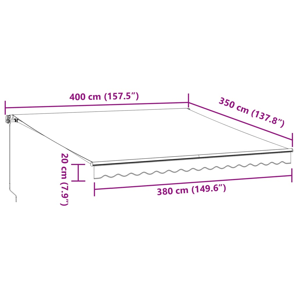 Automatisk uttrekkbar markise brun 400x350 cm