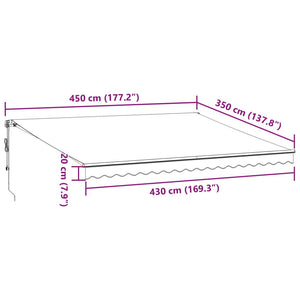 Automatisk uttrekkbar markise brun 450x350 cm