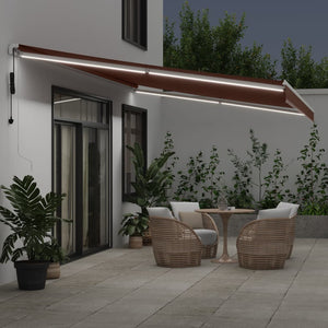 Automatisk uttrekkbar markise med LED brun 600x350 cm