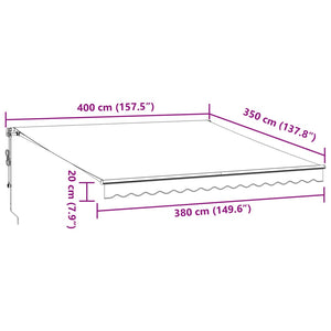 Automatisk uttrekkbar markise brun 400x350 cm