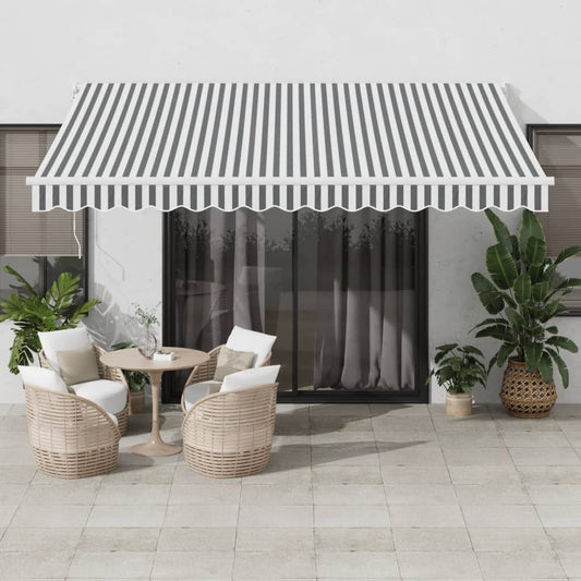 Retractable awning anthracite and white 4x3 m fabric and aluminum