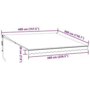 Retractable awning anthracite and white 4x3 m fabric and aluminum