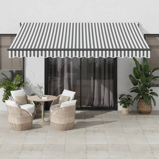 Retractable awning anthracite and white 4x3 m fabric and aluminum