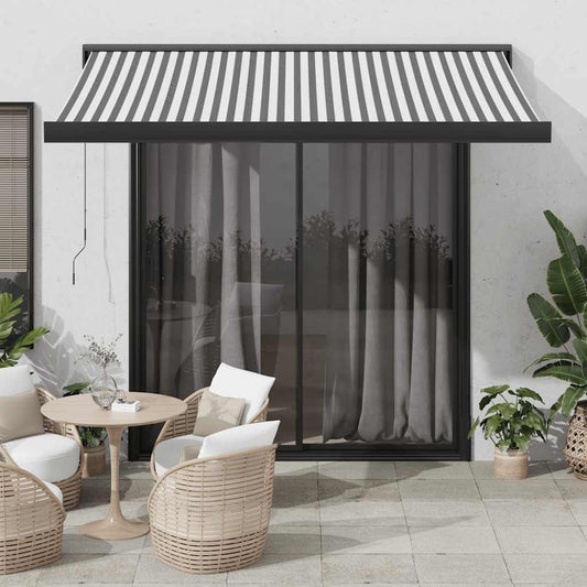 Uttrekkbar markise antrasitt og hvit 3,5x2,5 m stoff aluminium