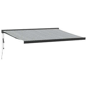 Uttrekkbar markise antrasitt og hvit 4x3 m stoff og aluminium